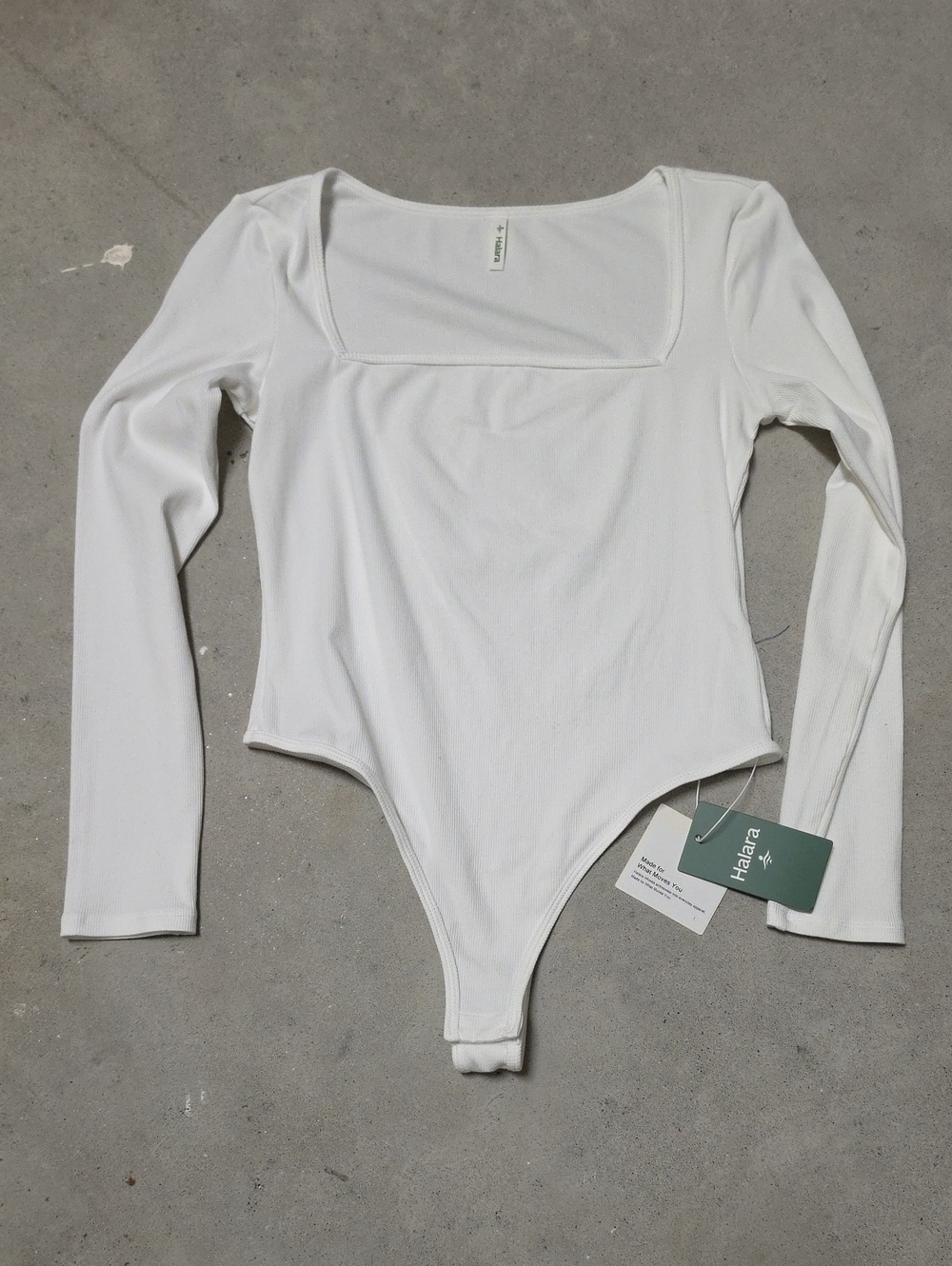 Nwt HALARA White Long Sleeve Square Neck Bodysuit #119